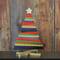 15.5" Beige & Red Adjustable Wooden Christmas Tree Tabletop Décor